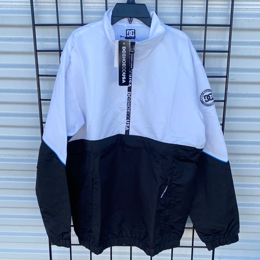 DC Men’s Two-Tone Half-Zip Windbreaker Jacket - White & Black